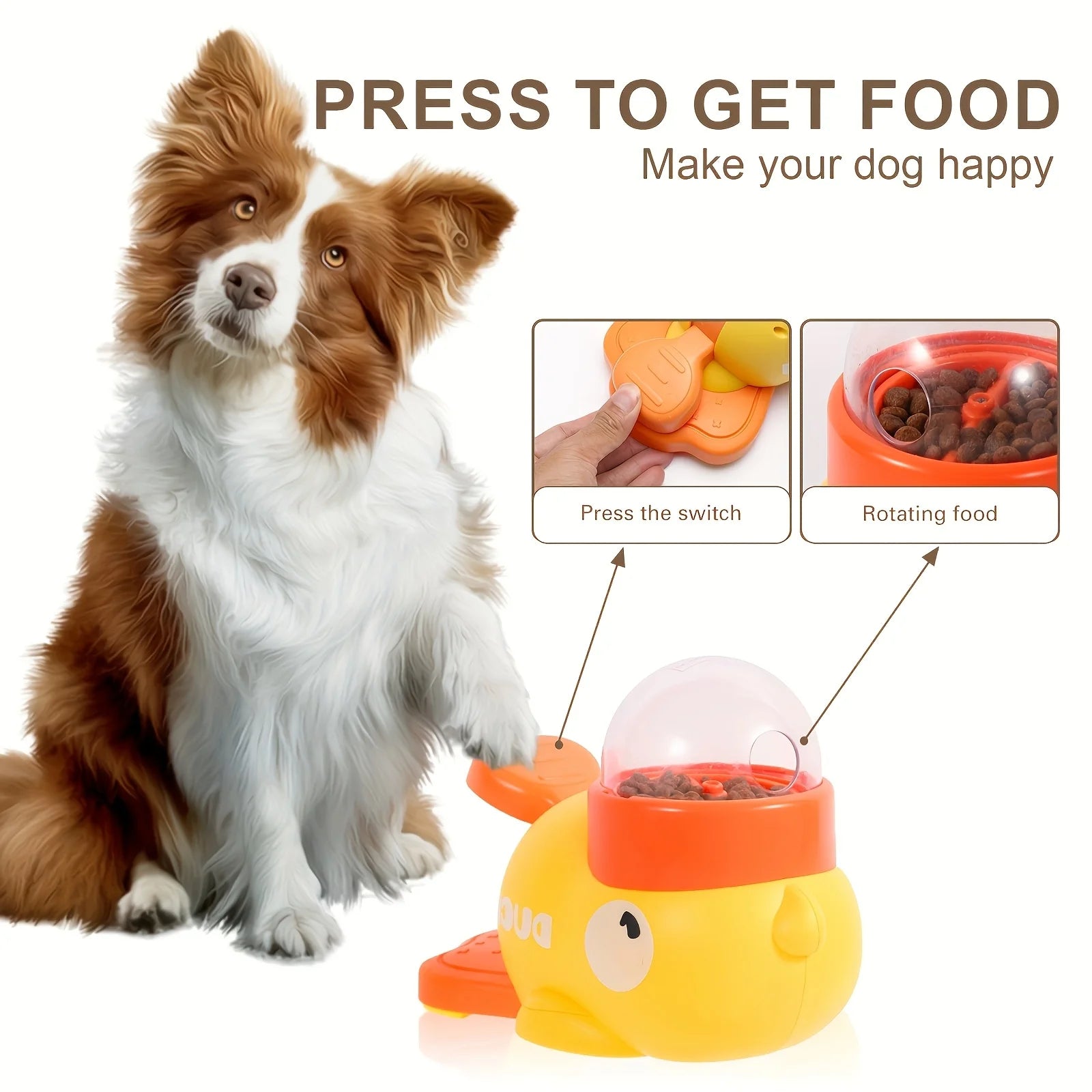 1 Yellow Duck-Shaped Interactive Dog Education Push Toy - Non-Electric, Manual Counting Dog Toy