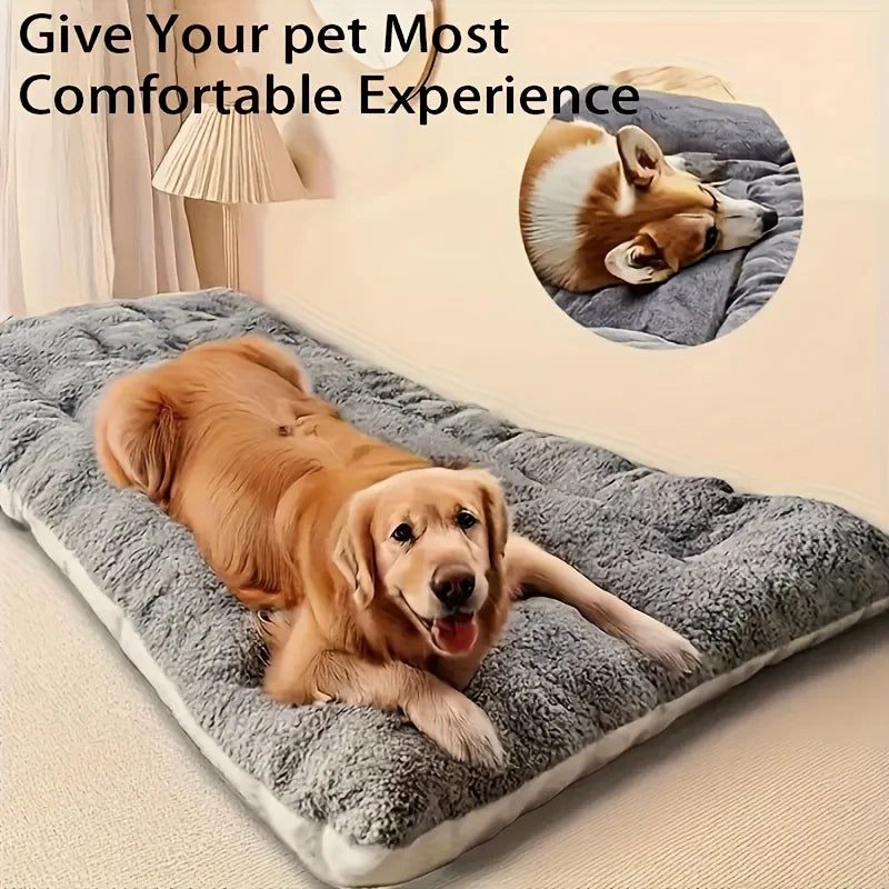 Extra-large plush dog bed/sofa/cat bed/dog house/cage mat, thick and super soft polyester pet mat