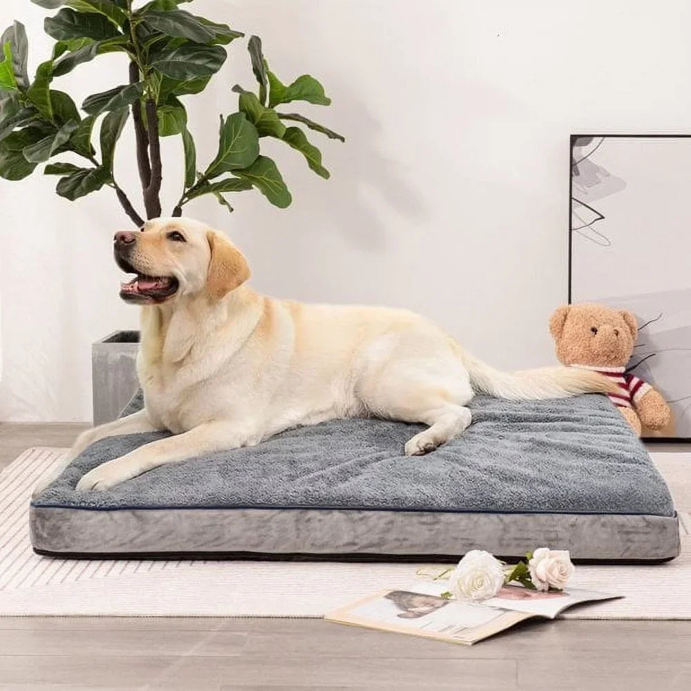 Luxury Dog Bed Removable Washable Cover Non-Slip Memory Foam Bedding Dogs Cats Crate Travel Comfort