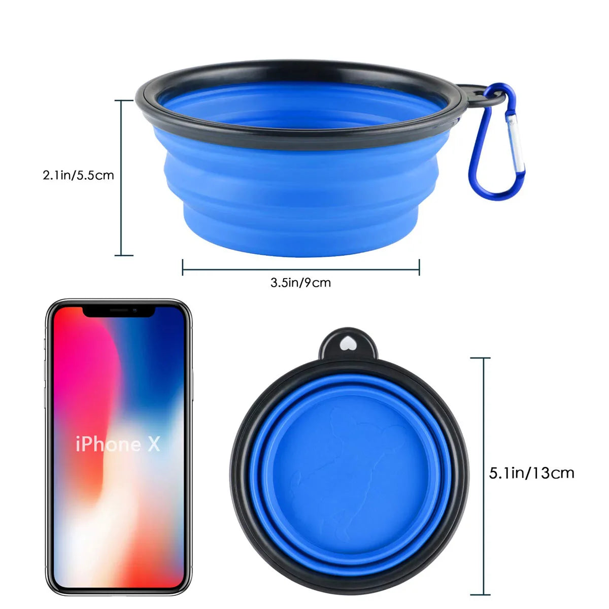 Dogs Feed Supplies Folding Silicone Bowl Portable Puppy Water Container with Carabiner Folding Cats Bowl Travel Pets Accessories