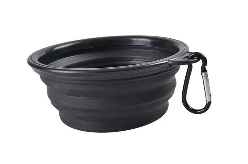 Dogs Feed Supplies Folding Silicone Bowl Portable Puppy Water Container with Carabiner Folding Cats Bowl Travel Pets Accessories