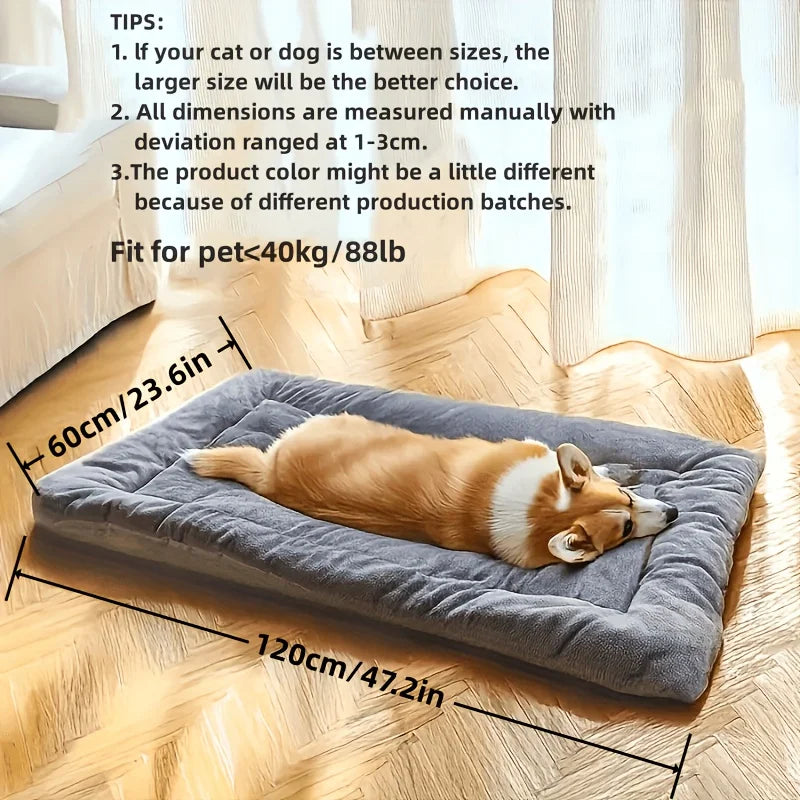 Extra-large plush dog bed/sofa/cat bed/dog house/cage mat, thick and super soft polyester pet mat