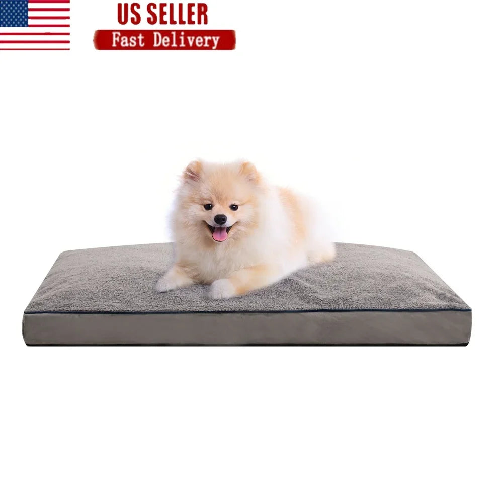 Luxury Dog Bed Removable Washable Cover Non-Slip Memory Foam Bedding Dogs Cats Crate Travel Comfort