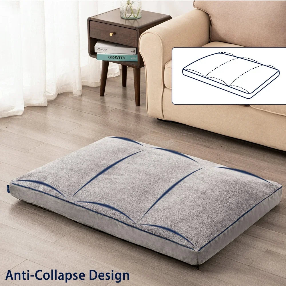 Luxury Dog Bed Removable Washable Cover Non-Slip Memory Foam Bedding Dogs Cats Crate Travel Comfort