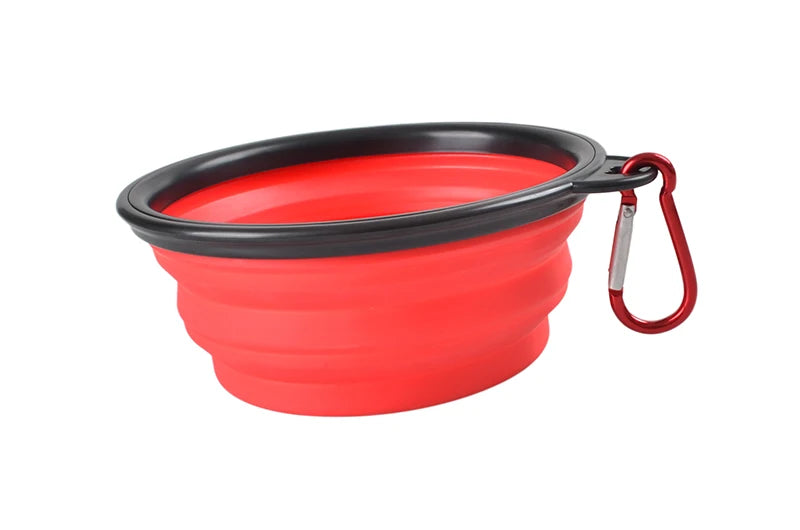 Dogs Feed Supplies Folding Silicone Bowl Portable Puppy Water Container with Carabiner Folding Cats Bowl Travel Pets Accessories