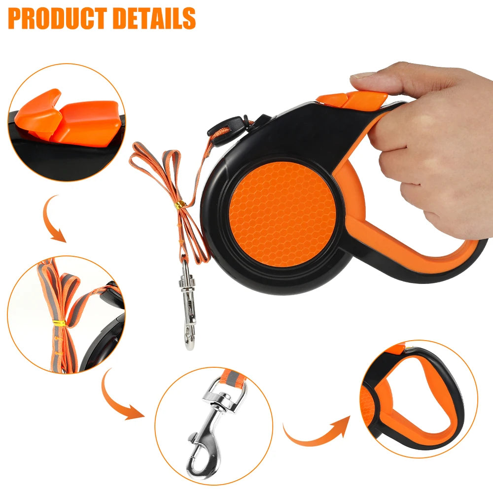 Automatic Retractable Reflective Dog Leashes Traction Rope Dogs Cat Walking Pet Leash Lead Automatic Extending Outdoor Training